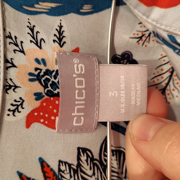 Chico's Sand Wash Satin Paisley Floral 100% Modal Button Down Shirt Sz 3 (XL) - Picture 2 of 7